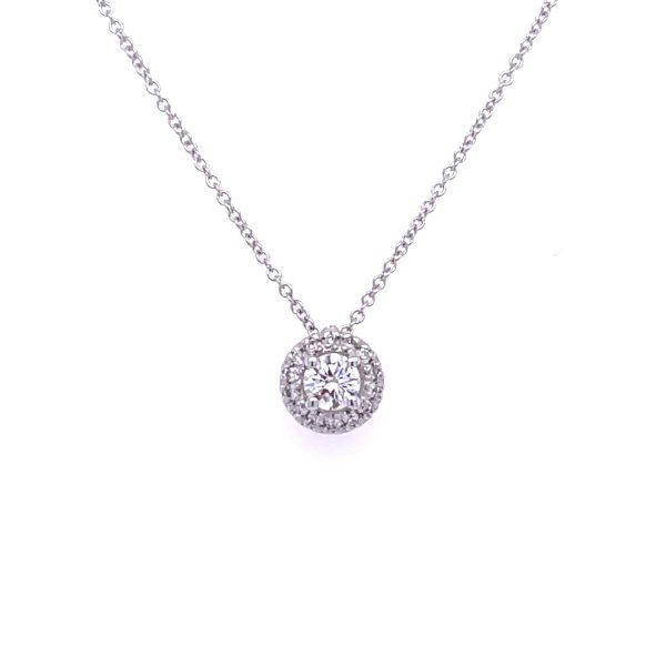 z131770 fv Diamond Halo Necklace in 14K White Gold 13 Ctw on a Chain