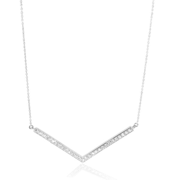 z133556 fv 14K White Gold Diamond V Necklace 13 Ctw