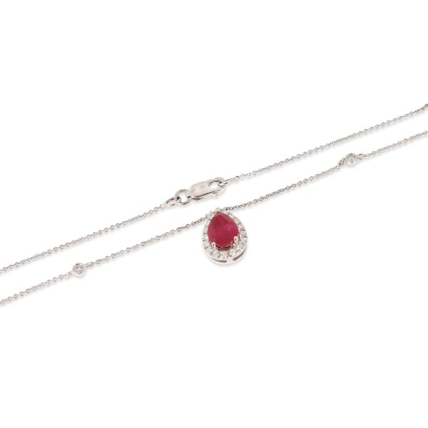 z133559 sv c470081a 86d8 482c b8b1 cbf11801b4cc 18K White Gold Ruby Halo Pendant With Diamond Chain 30 Ctw