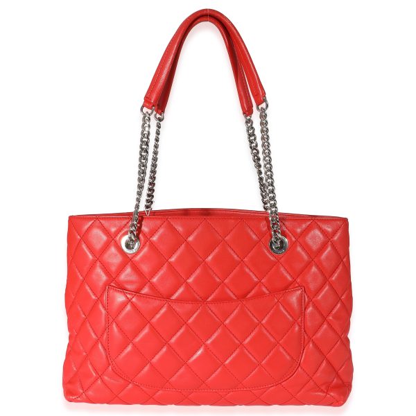 z134323 pv Chanel Red Lambskin CC Front Pocket Chain Tote