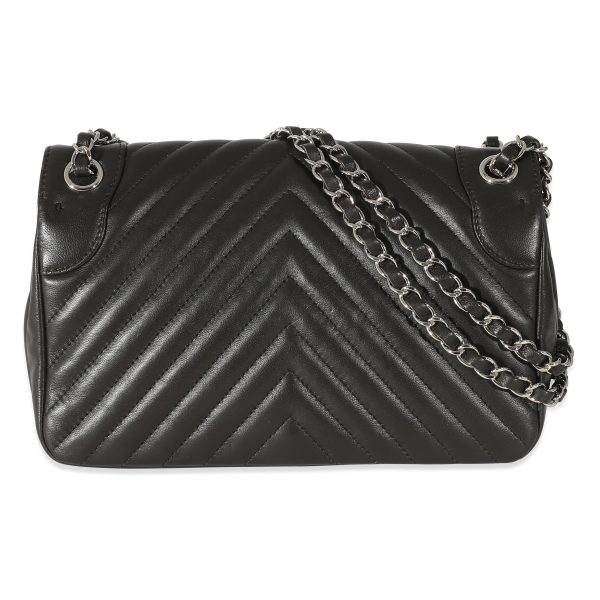 z134330 pv c26f100f 5761 4102 afd9 c6b38922238a Chanel Black Chevron Lambskin Round CC Chain Flap Bag