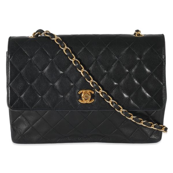 z134332 fv Chanel Black Quilted Square Classic Single Flap Bag