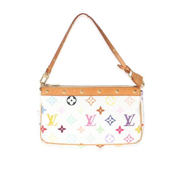 z134338 fv Louis Vuitton White Multicolor Canvas Pochette Accessories