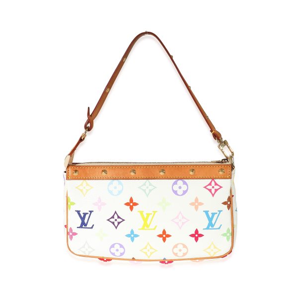 z134338 pv Louis Vuitton White Multicolor Canvas Pochette Accessories