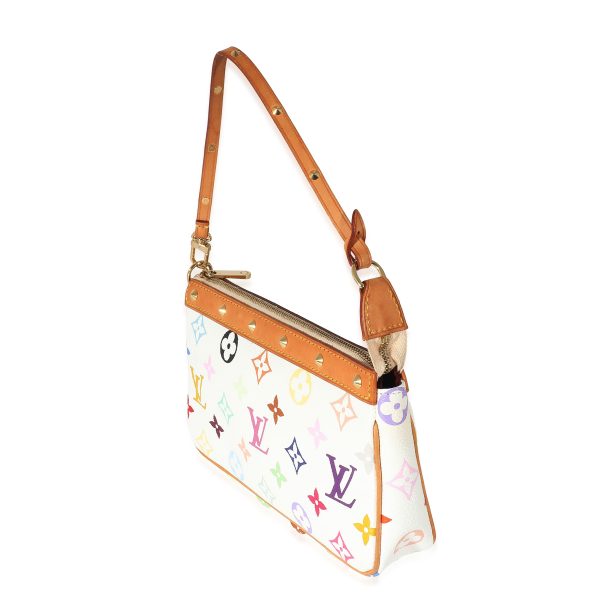 z134338 sv Louis Vuitton White Multicolor Canvas Pochette Accessories