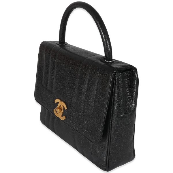 z134344 sv Chanel Black Caviar Mademoiselle Kelly Bag