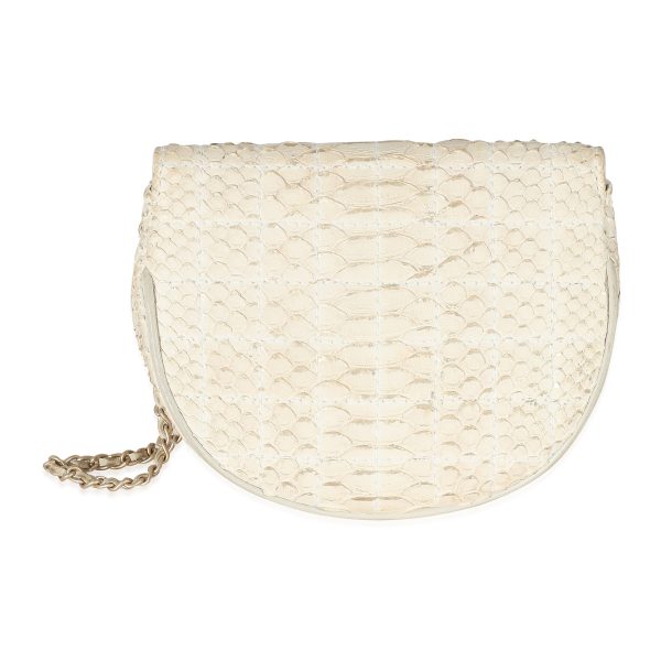 z134353 pv Chanel Off White Python Oyster Clutch