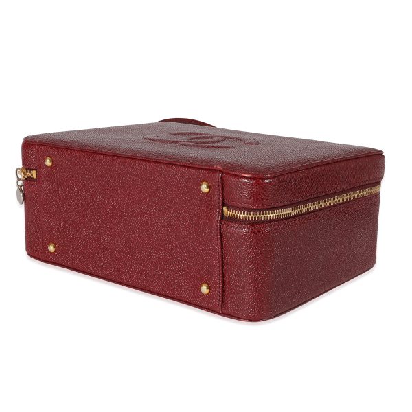 z134355 box Chanel Vintage Burgundy Caviar CC Top Handle Vanity Case