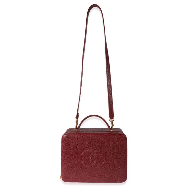 z134355 bv Chanel Vintage Burgundy Caviar CC Top Handle Vanity Case