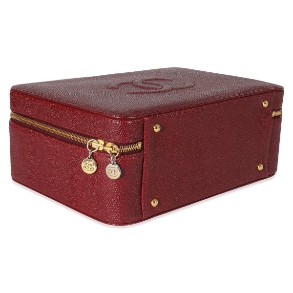 z134355 clasp Chanel Vintage Burgundy Caviar CC Top Handle Vanity Case