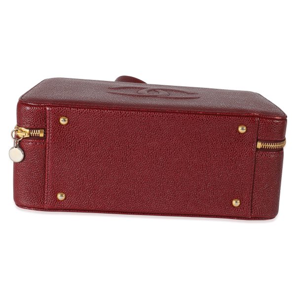 z134355 stamp Chanel Vintage Burgundy Caviar CC Top Handle Vanity Case