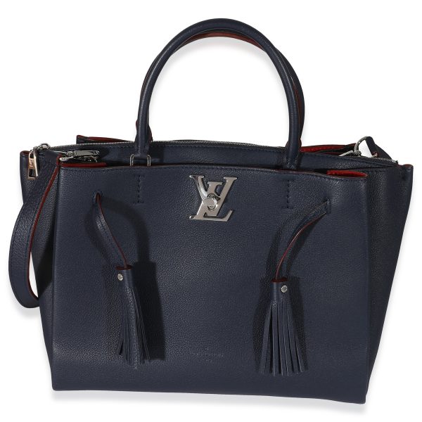 z134359 fv Louis Vuitton Calfskin Marine Rouge Lockmeto Tote