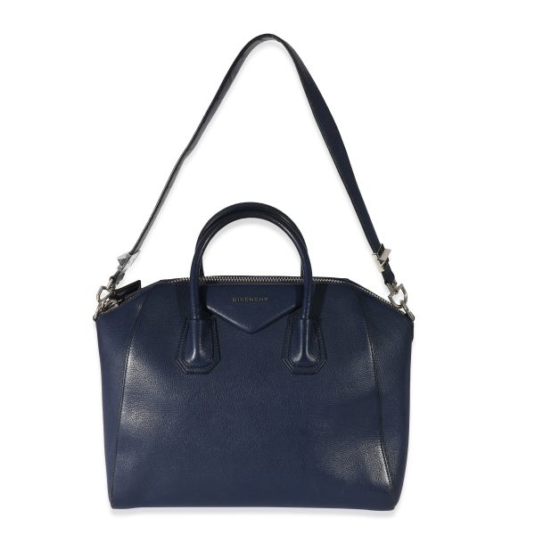 z134363 bv c441689d 5ea6 4082 aa1f 33bd39edc168 Givenchy Navy Blue Grained Leather Medium Antigona Bag