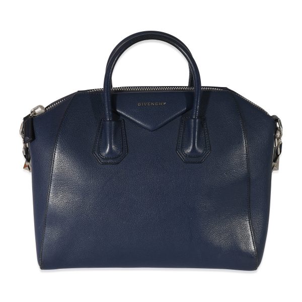 z134363 fv 18b6a01e 4db4 4328 bfc4 89a4d648eb84 Givenchy Navy Blue Grained Leather Medium Antigona Bag