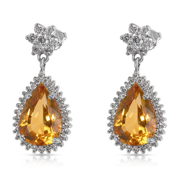 Citrine Pear Shape Drop Earrings in 18K White Gold 150 CTW Citrine Pear Shape Drop Earrings in 18K White Gold 150 CTW