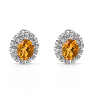 Diamond Yellow Topaz Fashion Earrings in 18k White Gold 269 CTW Louis Vuitton Siena MM Damier Ebene Shoulder Bag Handbag Brown