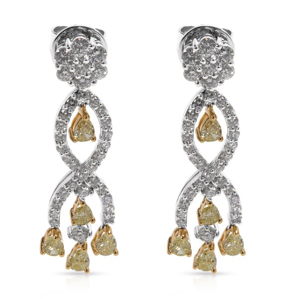 Luca Gems White Yellow Diamond Earrings in 18k White Gold 363 CTW Luca Gems White Yellow Diamond Earrings in 18k White Gold 363 CTW