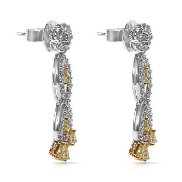 006678 sv Luca Gems White Yellow Diamond Earrings in 18k White Gold 363 CTW