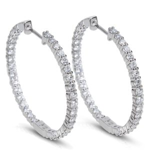 Diamond Hoop Earrings in 14k White Gold 300 ctw Chanel Matelasse 30 2Way Calf Shoulder Bag Ivory