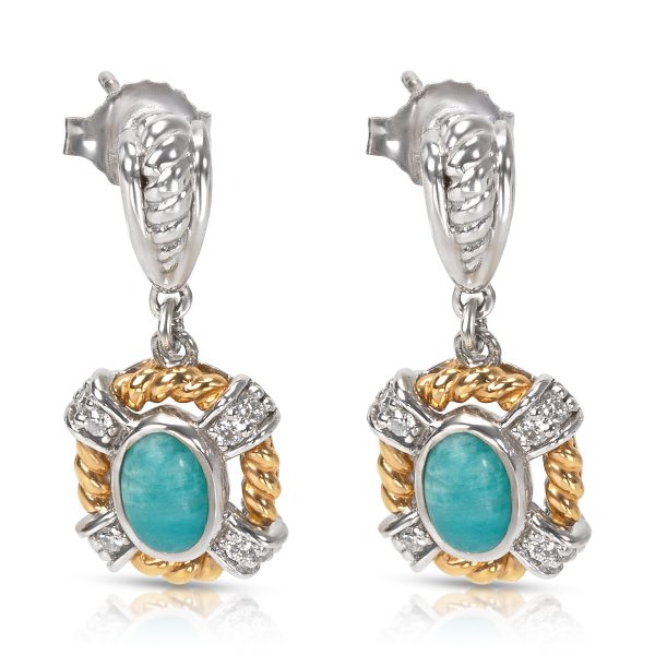 Amazonite Diamond Fashion Earrings in 14k Two Tone Gold 019 CTW Amazonite Diamond Fashion Earrings in 14k Two Tone Gold 019 CTW