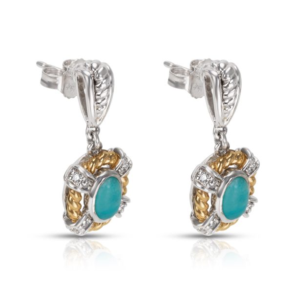 007038 sv Amazonite Diamond Fashion Earrings in 14k Two Tone Gold 019 CTW