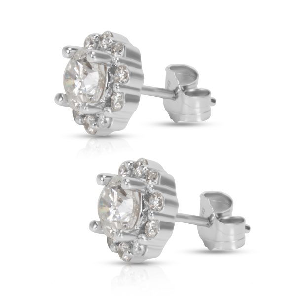 007751 sv Diamond Flower Earrings in 14K White Gold 120 CTS