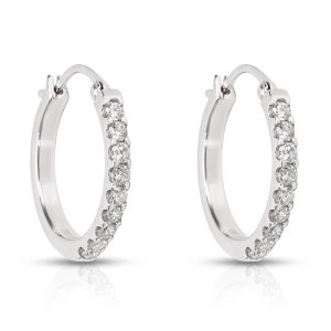 Prong Set Diamond Hoop Earrings in 14KT White Gold 050ctw Chanel Silver Quilted Aged Calfskin Large Gabrielle Hobo