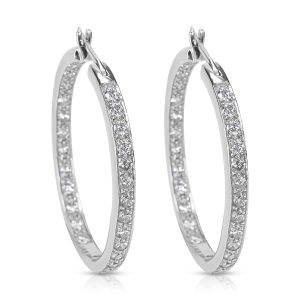 Diamond Hoop Earrings in 14K White Gold 202 CTW Christian Dior Rose Des Vents Calfskin 30 Montaigne Micro Bag