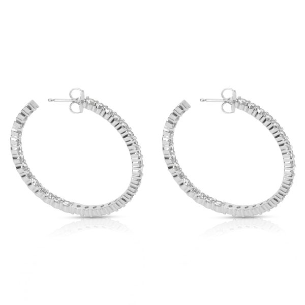 009831 sv Diamond Hoop Earrings in 14K White Gold 544 CTW