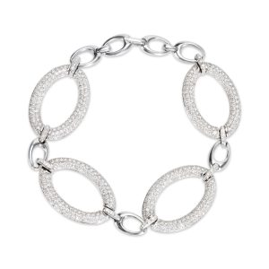 Diamond Pave Link Bracelet in 18k White Gold 1150 CTW Cart