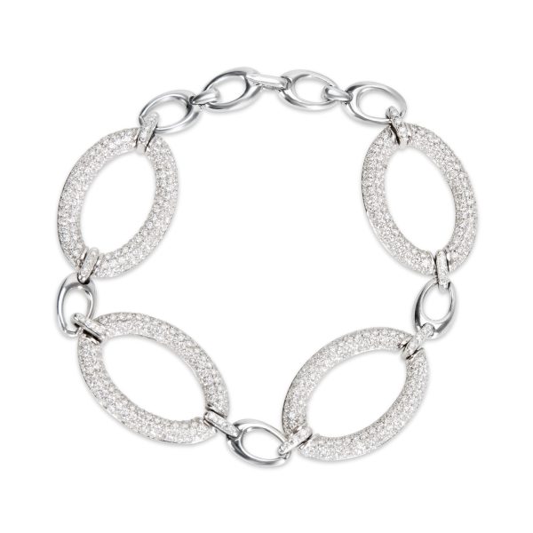 Diamond Pave Link Bracelet in 18k White Gold 1150 CTW Diamond Pave Link Bracelet in 18k White Gold 1150 CTW