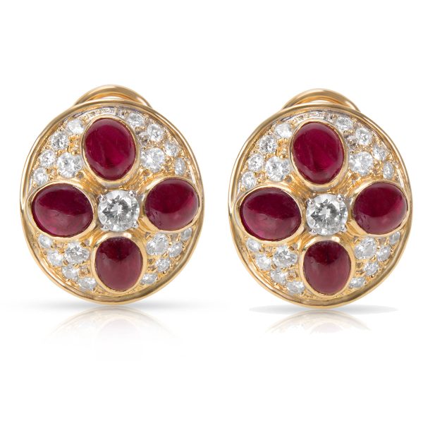 Ruby Diamond Earrings in 18k Yellow Gold 978 CTW Ruby Diamond Earrings in 18k Yellow Gold 978 CTW