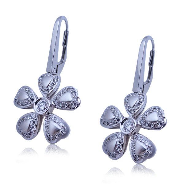 Diamond Flower Earrings in 18K White Gold 051 CTW Diamond Flower Earrings in 18K White Gold 051 CTW