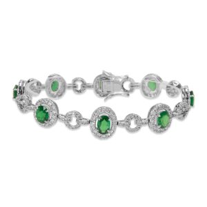 Diamond Tsavorite Garnet Halo Bracelet in 18k White Gold 385 CTW Chanel Caviar Vanity Bag Black