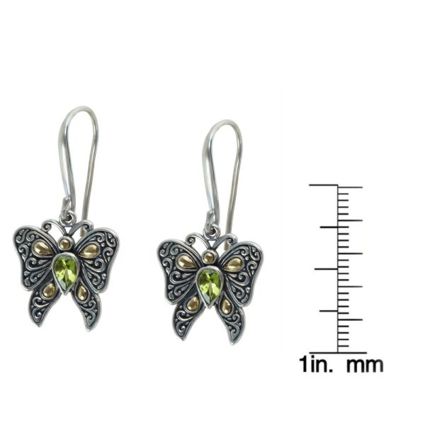 018449 sv Robert Manse Peridot Drop Earrings in Sterling Silver 10 cts