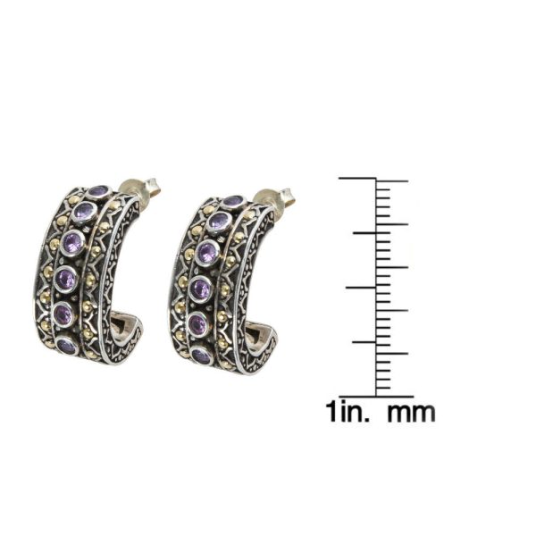 018654 sv Robert Manse Pink Sapphire Hoop Earrings in Sterling Silver 084 cts