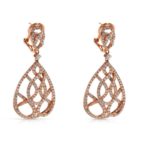 Pear Shape Entwined Diamond Earrings in 18k Pink Gold 267 CTW Pear Shape Entwined Diamond Earrings in 18k Pink Gold 267 CTW