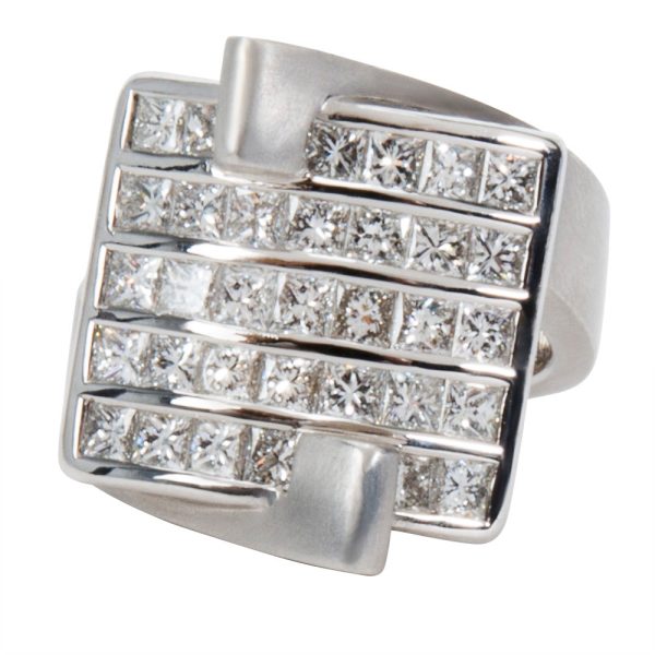 Luca Carati Luca Carati 5 Row Princess Cut Diamond Ring in 18K White Gold 262 CTW