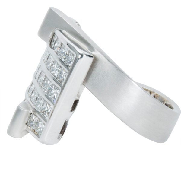 Luca Carati 5 Row Princess Cut Diamond Ring in 18K White Gold 262 CTW Luca Carati 5 Row Princess Cut Diamond Ring in 18K White Gold 262 CTW