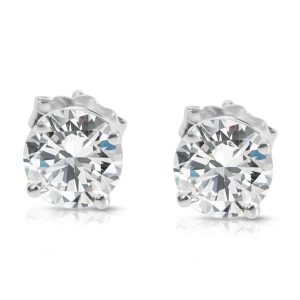 Diamond Studs in 14K White Gold 100 CTW Cart