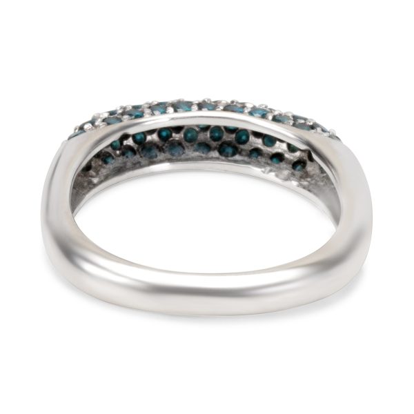 Rings Pave Blue Diamond Ring in 18KT White Gold 100ctw