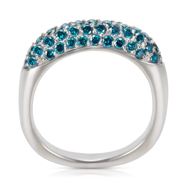 Pave Blue Diamond Ring in 18KT White Gold 100ctw Pave Blue Diamond Ring in 18KT White Gold 100ctw