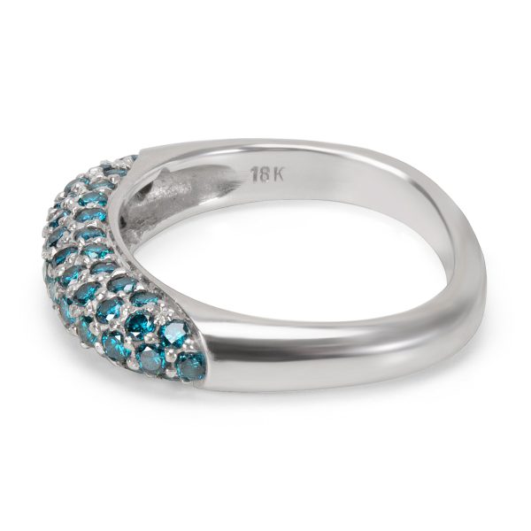 Ring White Gold Pave Blue Diamond Ring in 18KT White Gold 100ctw