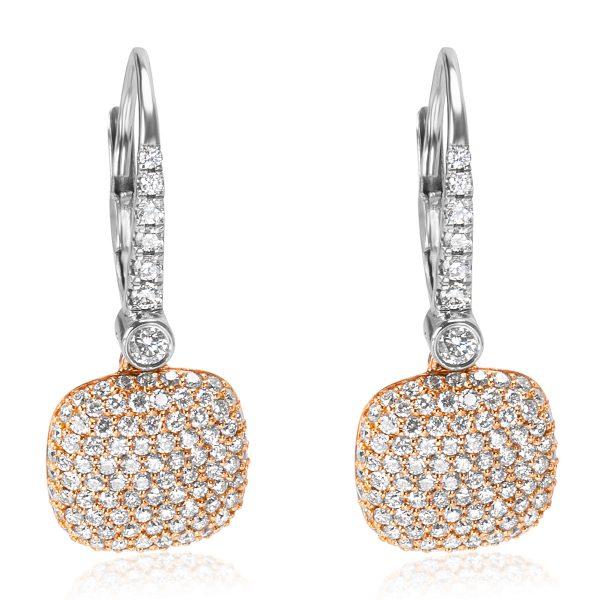 Diamond Pave Drop Leverback Earrings in 18K Two Tone Gold 177 CTW Diamond Pave Drop Leverback Earrings in 18K Two Tone Gold 177 CTW