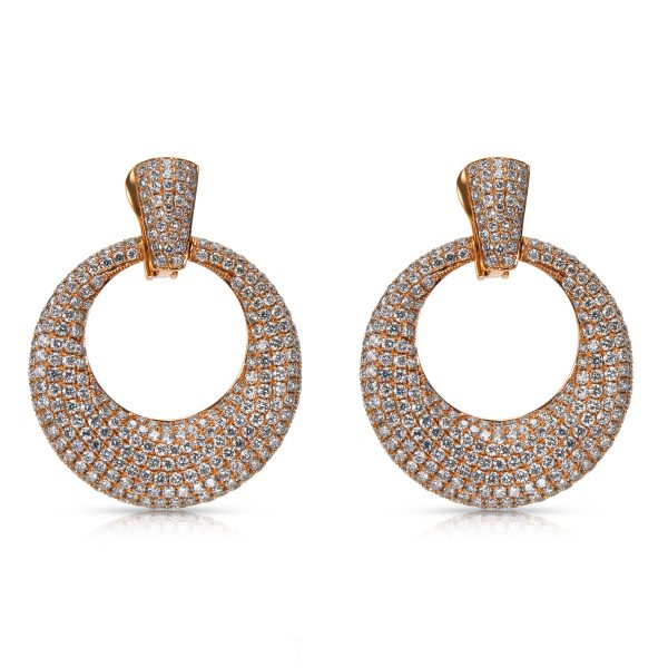 Pave Diamond Round Door Knocker Earrings in 18k Pink Gold 636 CTW Pave Diamond Round Door Knocker Earrings in 18k Pink Gold 636 CTW