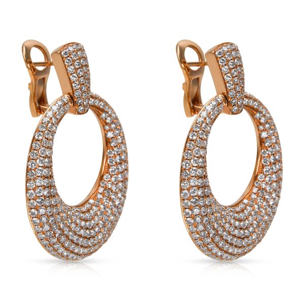 022505 sv Pave Diamond Round Door Knocker Earrings in 18k Pink Gold 636 CTW