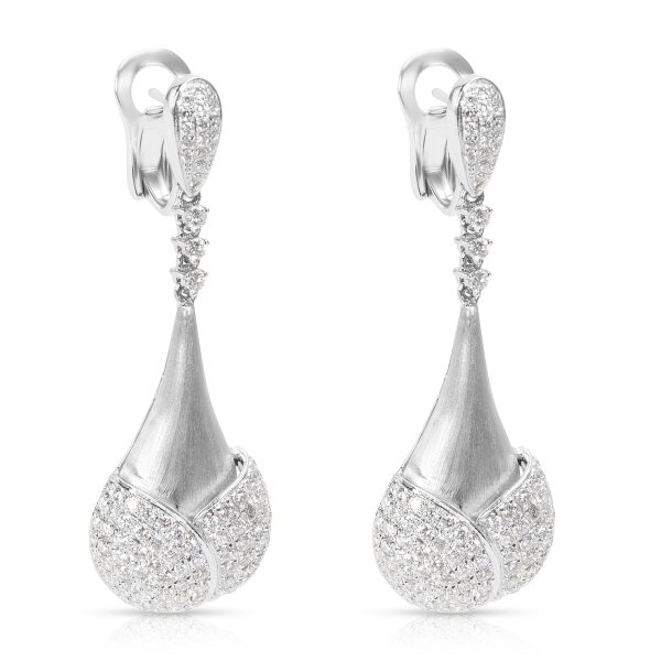 Pave Diamond Drop Earrings in 14k White Gold 296 CTW Pave Diamond Drop Earrings in 14k White Gold 296 CTW