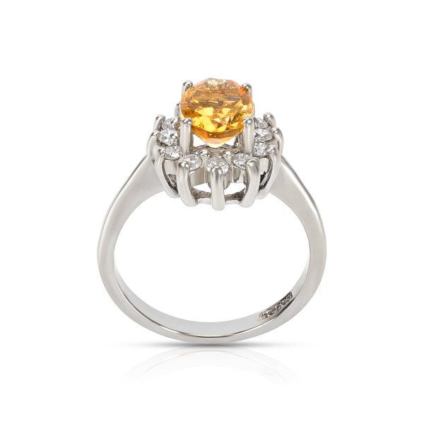 Rings Princess Diana Style Halo Diamond Oval Citrine Ring in 10KT Gold