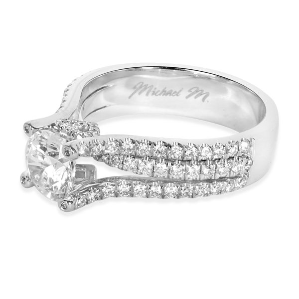 White Gold Semi Mount Michael M Diamond Engagement Ring Setting in 18K White Gold 065 CTW