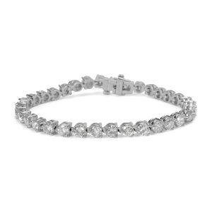 3 Prong Line Diamond Bracelet in 14k White Gold 962 CTW Cart